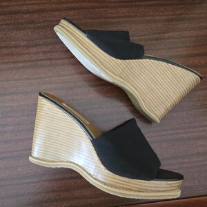 Xhilaration Women’s Wedge Sandals – Black Stretch Upper – 4" Heel